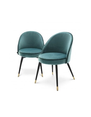 Dining chair Cooper Roche turquoise velvet d'Europe débarque